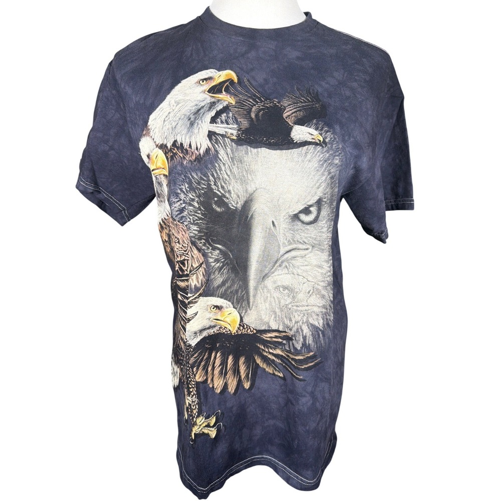 The‎ Mountain Bald Eagle Graphic Tie Dye T-Shirt Blue Size Medium 3DTees Nature